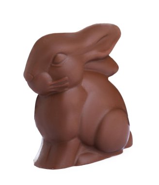 Beyaz üzerine izole edilmiş çikolatalı tavşan. Paskalya kutlaması