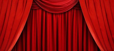 Tiyatro veya sahne arkası için lüks kırmızı perdeler