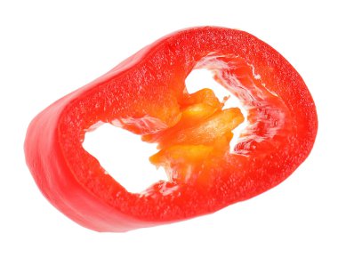 Bir parça kırmızı biber beyaza izole edilmiş.