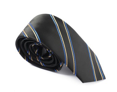 Beyaz üzerine izole edilmiş şık çizgili bir kravat.