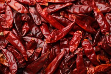 Arka plan olarak kırmızı kırmızı kırmızı biber, üst görünüm