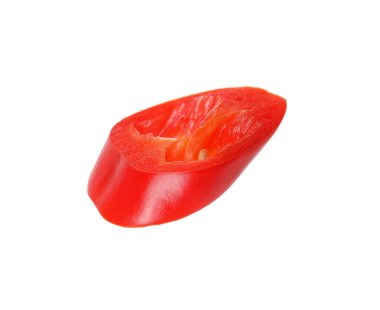 Bir parça kırmızı biber beyaza izole edilmiş.