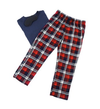 Süslü pijama ve uyku maskesi beyaz, üst görünüm