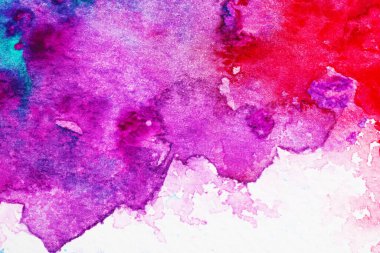 Beyaz kağıt üzerinde parlak suluboya resim, üst görünüm