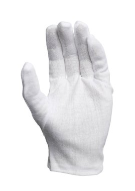 El bez eldivenle izole edilmiş beyaz