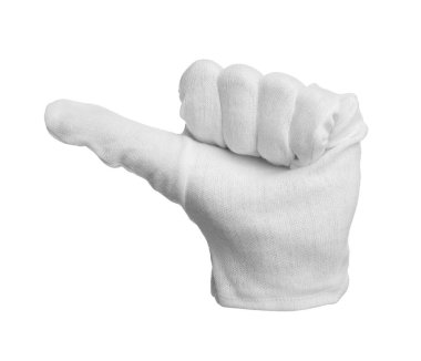 El bez eldivenle izole edilmiş beyaz