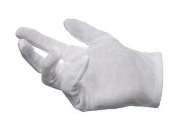 El bez eldivenle izole edilmiş beyaz