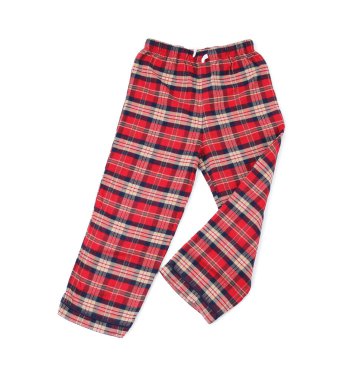 Üstten görünüşlü beyaz pijama pantolonu.