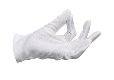 El bez eldivenle izole edilmiş beyaz