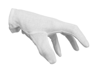 El bez eldivenle izole edilmiş beyaz