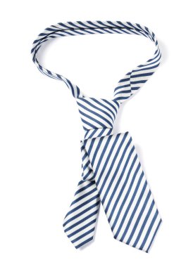 Bir şık çizgili kravat beyaza izole edilmiş, üst manzara