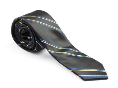 Beyaz üzerine izole edilmiş şık çizgili bir kravat.