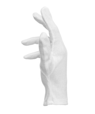 El bez eldivenle izole edilmiş beyaz