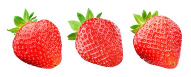 Beyaz üzerine izole edilmiş taze çilekler.