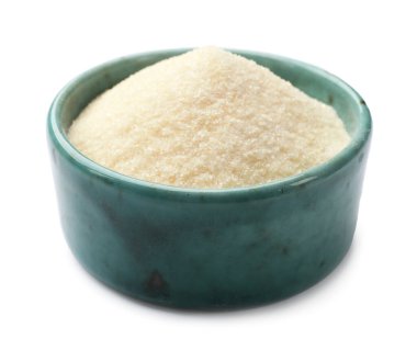 Beyaz kaptaki kuru jelatin tozu.