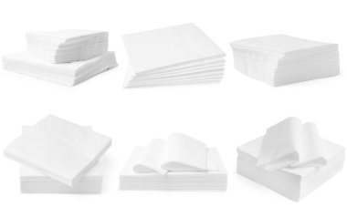 Kağıt peçete yığınları beyaz, set üzerine izole