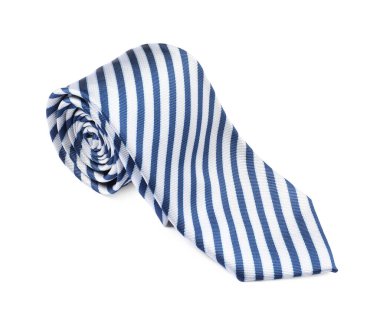 Beyaz üzerine izole edilmiş şık çizgili bir kravat.