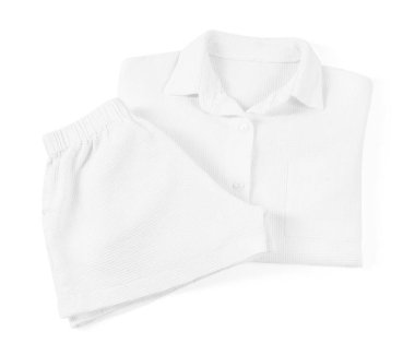 Süslü pijamalar beyaza izole edilmiş, üst manzara