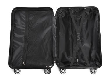 Boş büyük bir bavul beyaz, üst görünümde izole