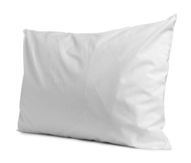 Yatak çarşafları. Temiz yastık kılıfı beyaza izole edilmiş.