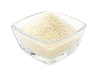 Beyaz kaptaki kuru jelatin tozu.