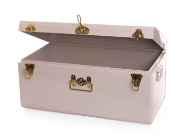 Boş bir bavul beyaza izole edilmiş.