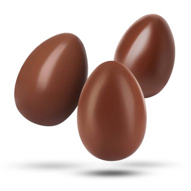 Beyaz arka planda tatlı çikolata yumurtaları