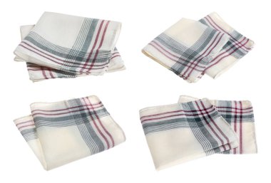 Beyaz üzerine izole edilmiş desenli mendiller.