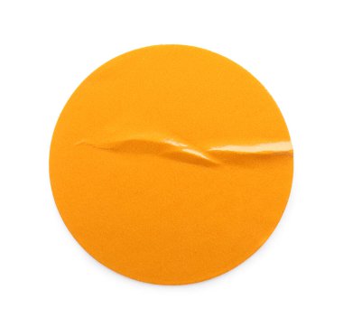 Buruşuk turuncu etiket, beyaz, üst manzara