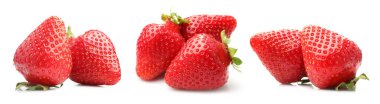 Beyaz üzerine izole edilmiş taze çilekler.