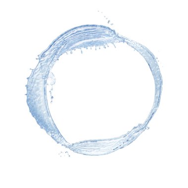 Beyaz arkaplanda su sıçrama çemberi oluşuyor