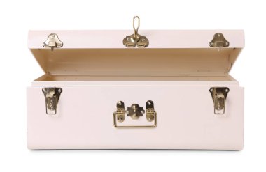 Boş bir bavul beyaza izole edilmiş.