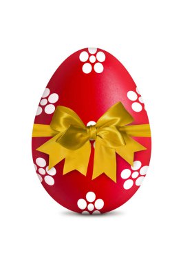 Beyaz üzerine izole edilmiş kırmızı paskalya yumurtası.