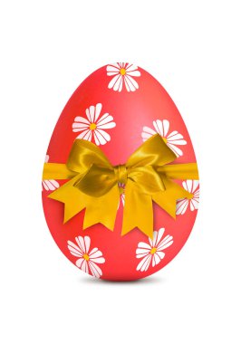 Beyaz üzerine izole edilmiş kırmızı paskalya yumurtası.