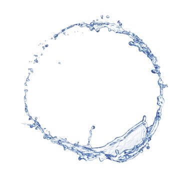 Beyaz arkaplanda su sıçrama çemberi oluşuyor