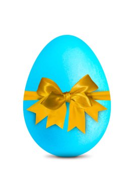 Mavi Paskalya yumurtası, beyaz yay ile izole edilmiş