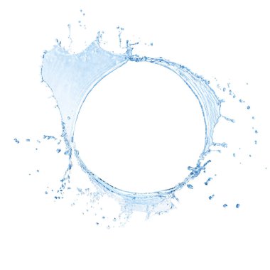 Beyaz arkaplanda su sıçrama çemberi oluşuyor