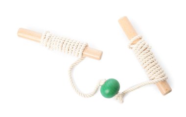 Çocukların motor becerileri için oyuncaklar beyaz, üst görünümde izole