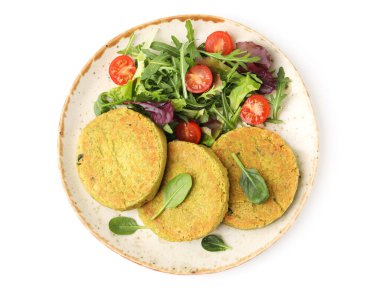 Salatalı leziz vejetaryen köfteleri beyaz, üst manzara