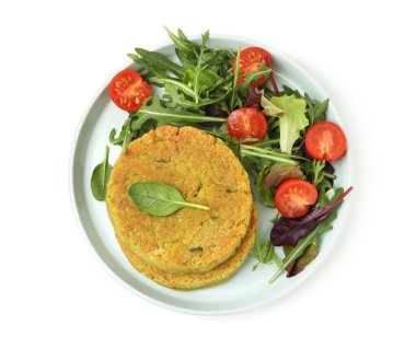 Salatalı leziz vejetaryen köfteleri beyaz, üst manzara