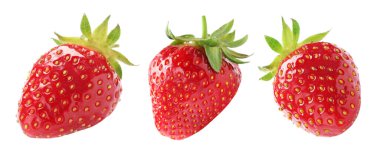 Beyaz üzerine izole edilmiş taze çilekler.