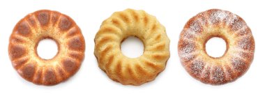 Paskalya kutlaması için beyazlara ayrılmış pastalar, set. Üst görünüm