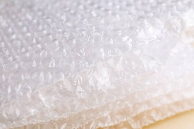 Arkaplan olarak şeffaf baloncuk paketi, yakın plan görünümü