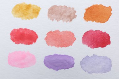 Tuvale boyanmış suluboya örnekleri, üst görünüm