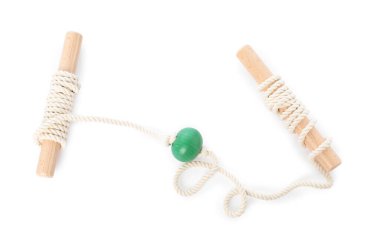 Çocukların motor becerileri için oyuncaklar beyaz, üst görünümde izole