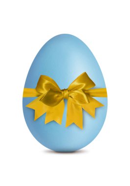 Mavi Paskalya yumurtası, beyaz yay ile izole edilmiş