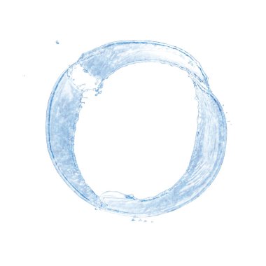 Su, beyaz arkaplanda daire şeklinde sıçrar