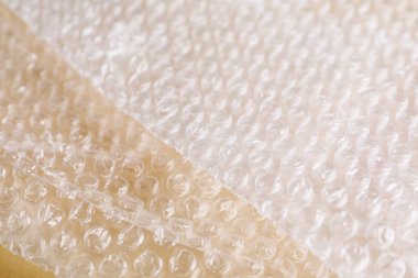 Arkaplan olarak şeffaf baloncuk paketi, yakın plan görünümü