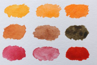 Tuvale boyanmış suluboya örnekleri, üst görünüm