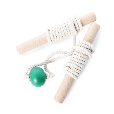 Çocukların motor becerileri için oyuncaklar beyazda, görüntünün üzerinde izole